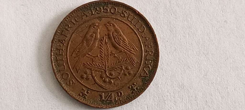 ***UNION OF SOUTH AFRICA*** CRACKED DIE 1950 QUARTER PENNY*** COIN 2