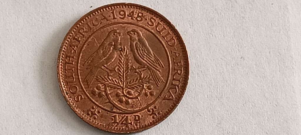 ***UNION OF SOUTH AFRICA*** CRACKED DIE 1948 QUARTER PENNY*** COIN 3