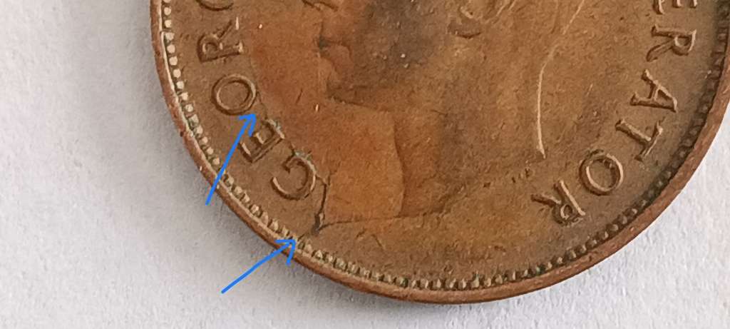 ***UNION OF SOUTH AFRICA*** CRACKED DIE 1943 QUARTER PENNY*** COIN 4