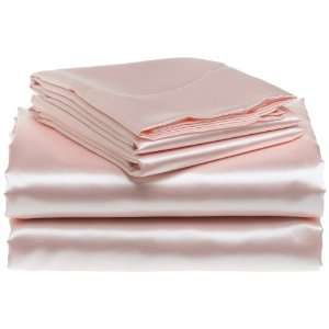 BLUSH CHARMEUSE SATIN BEDDING 4 PIECE QUEEN SET