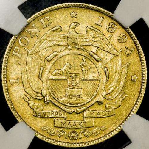 SUPER ZAR 1894 GOLD POND NGC GRADED AU50 CV IN UNC R75 000 @ CRAZY R1 START