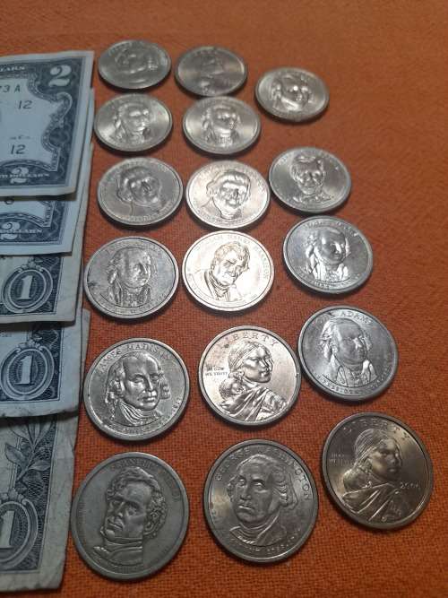 American Dollars including Presidential Coins.