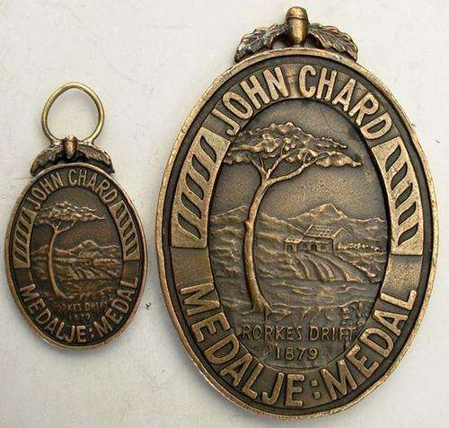 SADF JOHN CHARD MEDAL (SUSPENDER RING MISSING) + MINIATURE