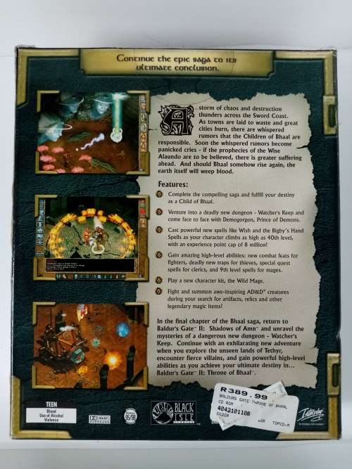 Baldur`s Gate 2 Throne of Bhaal PC Game Sealed