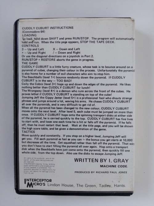 Commodore 64 Qbert Game Cassette and