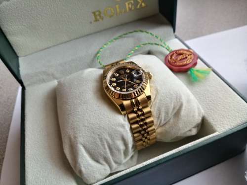Rolex Ladies Oyster Perpetual, Automatic, 18 K gold with diamond hour markers