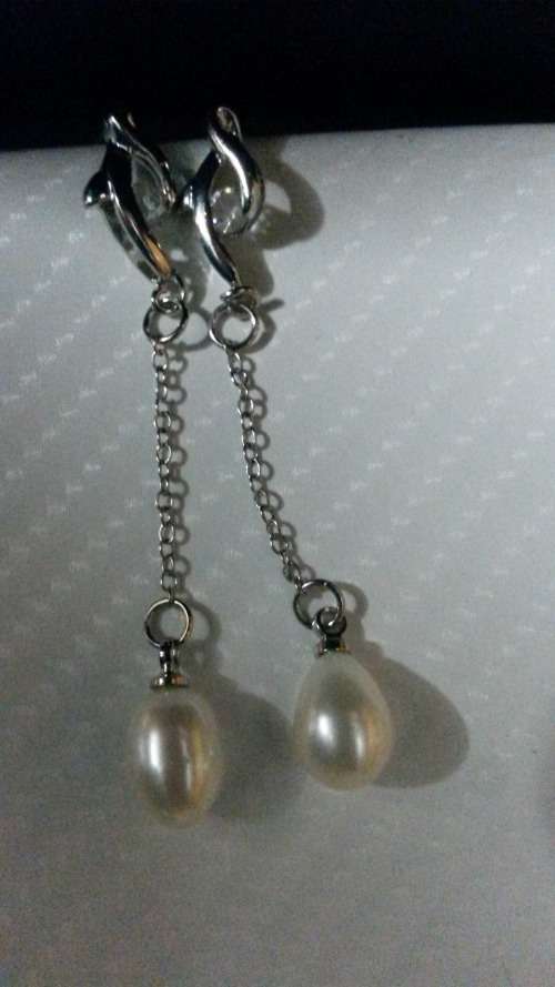 PINK-COLOR GENUINE FRESH WATER  PEARL EARRINGS!!!