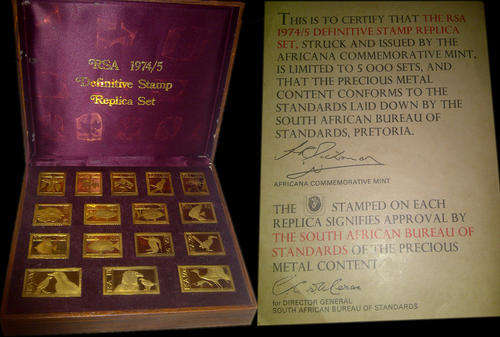 SA 1974/75 Definitive Stamp Replica Gold Plated Silver Set  @ R1 start!!!