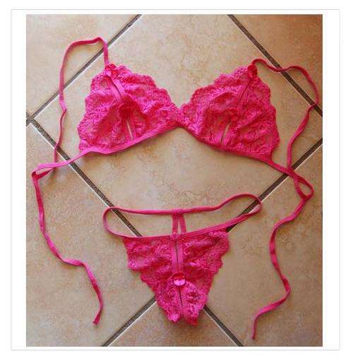X-MAS BIG BARGAIN - HOT SExY Pink LaCeD Bra & StrinG PanTies Size For Free