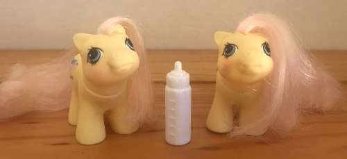 My Little Pony - Newborn Twins - Milkweed and Tumbleweed with newborn bottle (1986)