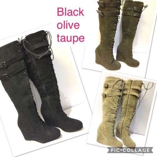 Ladies Knee High Wedge Boots