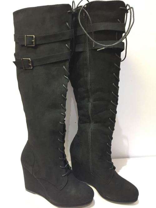 Ladies Knee High Wedge Boots