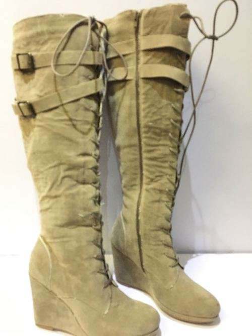 Ladies Knee High Wedge Boots