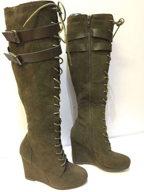 Ladies Knee High Wedge Boots