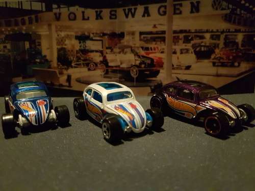 Hot Wheels Custom Volkswagen Beetle, Blue White Purple lot of 3