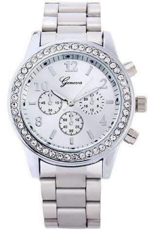 GENEVA CRYSTAL ACCENTED SILVER TONE LADIES WATCH