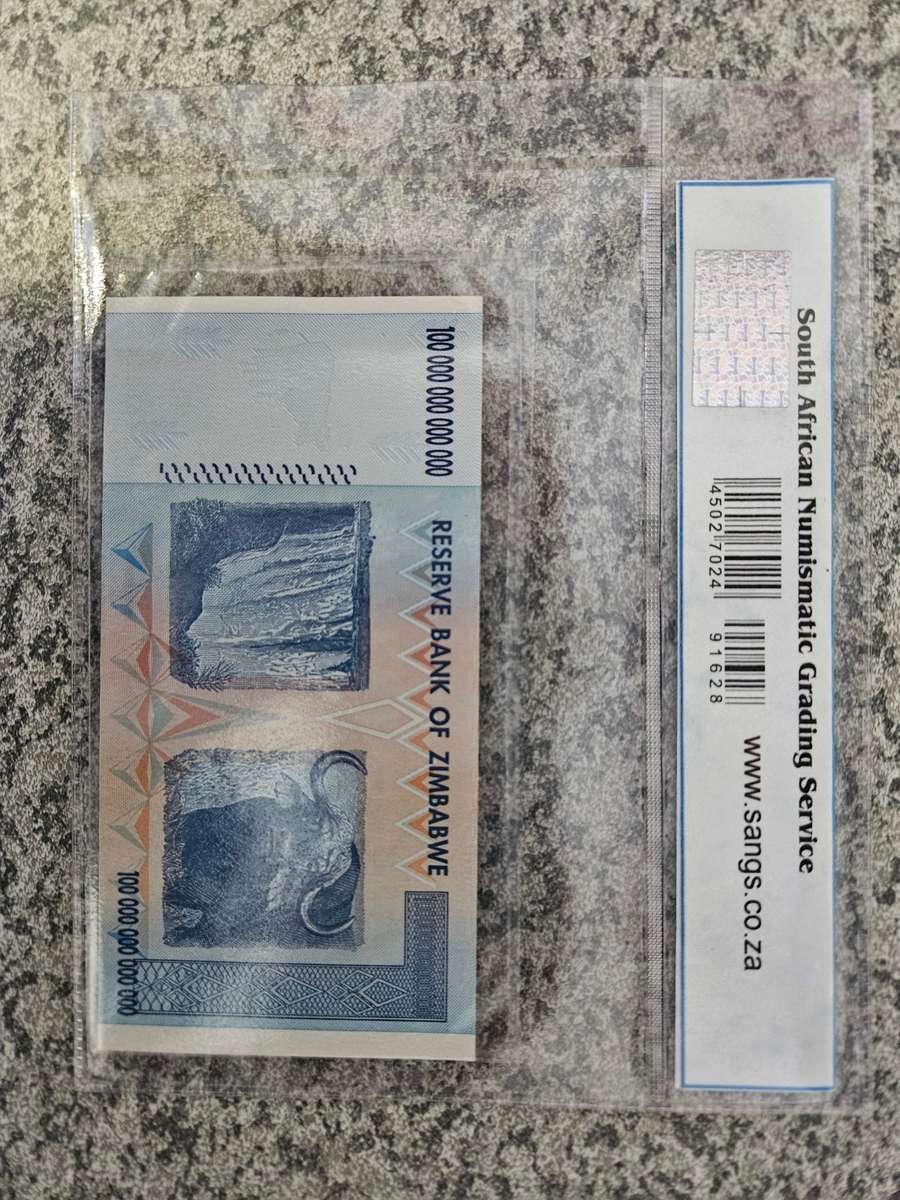 zimbabwe 100 trillion dollar note SANGS 70