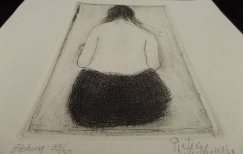 "Belgium Nude" Etching 33/50 Pieter van der Westhuizen 1931-2008 not framed