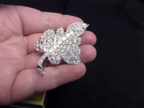 Antique Costume Jewellery Brooch (leaf)