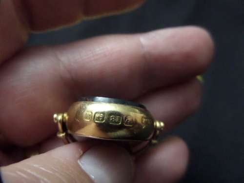 Antique Hallmarked 1919 Birmingham 18 ct Compass with Bloodstone Spinner 9.4 grams