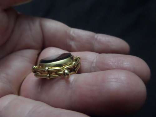 Antique Hallmarked 1919 Birmingham 18 ct Compass with Bloodstone Spinner 9.4 grams