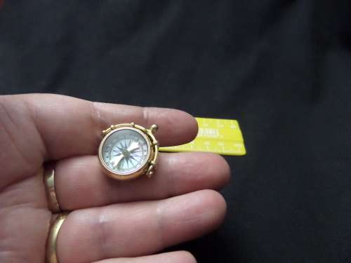 Antique Hallmarked 1919 Birmingham 18 ct Compass with Bloodstone Spinner 9.4 grams