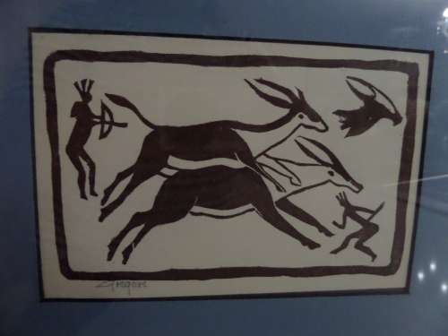 Very Scarce Cir.1947 Linocut Gregoire Boonzaier(1909 - 2005) in Beautiful new frame(40cm x 34cm)