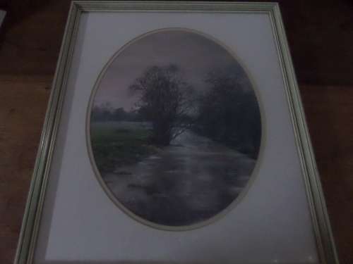 Peggy Fountain Pastel on glasspaper (Winter at Worthing on the river Wensum) 42cm x 50 cm