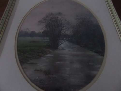 Peggy Fountain Pastel on glasspaper (Winter at Worthing on the river Wensum) 42cm x 50 cm