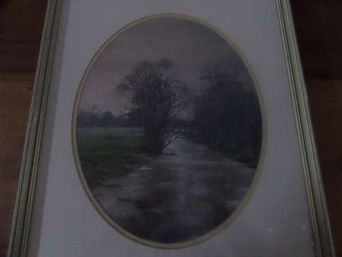 Peggy Fountain Pastel on glasspaper (Winter at Worthing on the river Wensum) 42cm x 50 cm