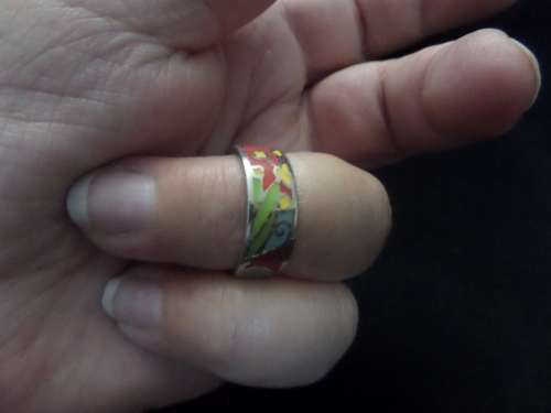 925 Silver Ring with Interesting Colour Design Dim18mm 5.3grams