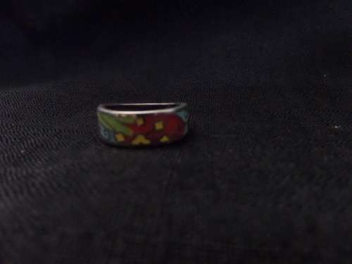 925 Silver Ring with Interesting Colour Design Dim18mm 5.3grams