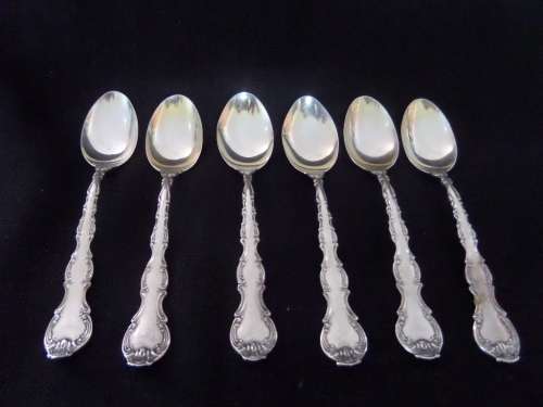 Set of Six Gorham Sterling Silver Pat 1897 Strasbourg Teaspoons 44 grams