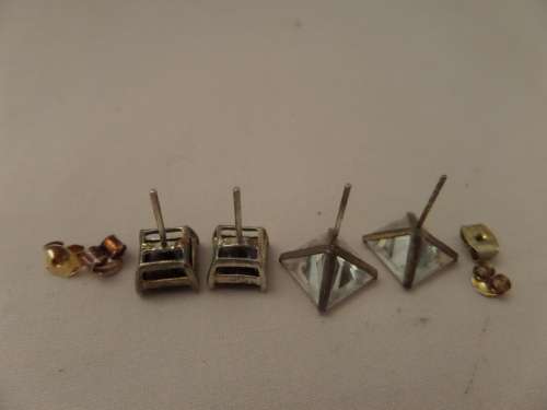 2 Sets of 925 Silver Studs with White and Black Stones