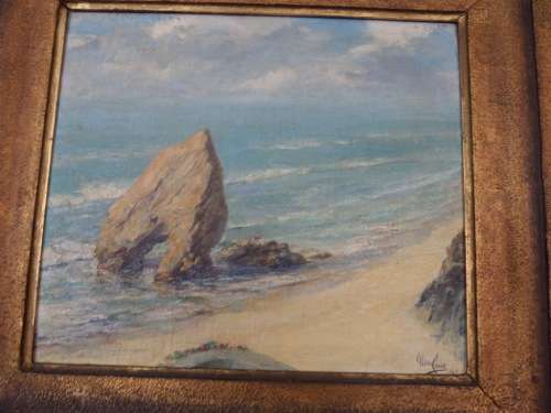 Oil on Board  -  Sea Scene  - signed  Pedro 1947