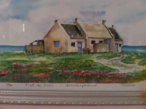 Watercolor   74/100 Piet se Huis Suiderstrand signed Mossie