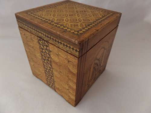 Very Interesting  Vintage Mechanical Bird Cigarette Dispenser with inlay woodwork Cir 1950's