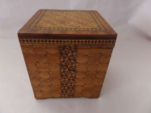 Very Interesting  Vintage Mechanical Bird Cigarette Dispenser with inlay woodwork Cir 1950's