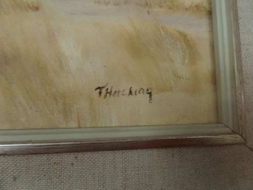 Oil on Board  -  T Hacking  -  Water Buffalo -  Frame 50 cm x 40 cm