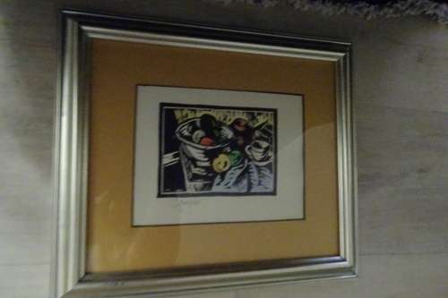 Gregoire Boonzaier 1909 - 2005 Linocut  Fruit in Bowl  - Signed in Pencil