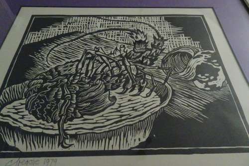 Gregoire Boonzaier 1909 - 2005 Linocut  Cape Crayfish  - Signed in Pencil 1979