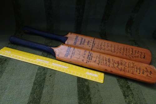 2 x Very Interesting Signed Mini Cricket Bats -Australian Touring Team 1956 - M.C.C. 1956-1957