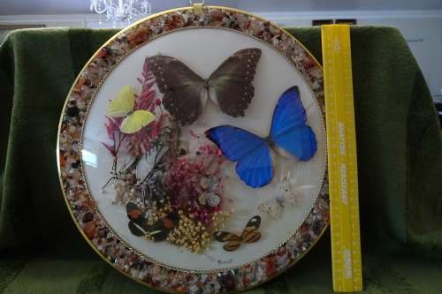 Stunning Butterfly Plaque made in Brazil  35 cm wide