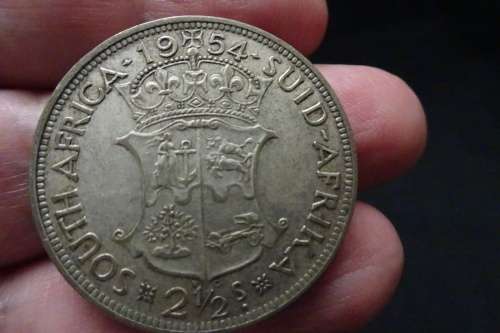 1954 Union of South Africa Silver 2 1/2 Shilling