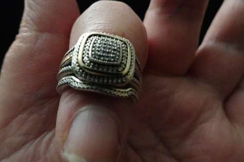 Stunning 925 Silver Three Piece Wedding Set - Dim 18mm  - Excellent Condition