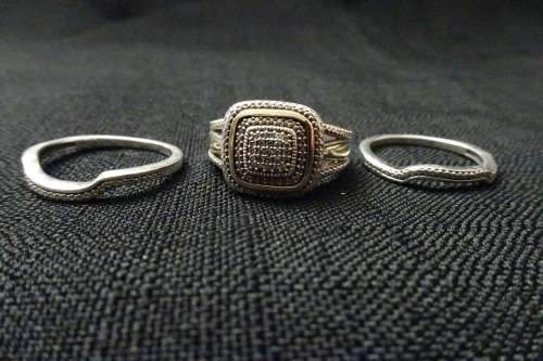 Stunning 925 Silver Three Piece Wedding Set - Dim 18mm  - Excellent Condition