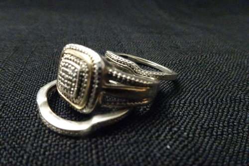 Stunning 925 Silver Three Piece Wedding Set - Dim 18mm  - Excellent Condition