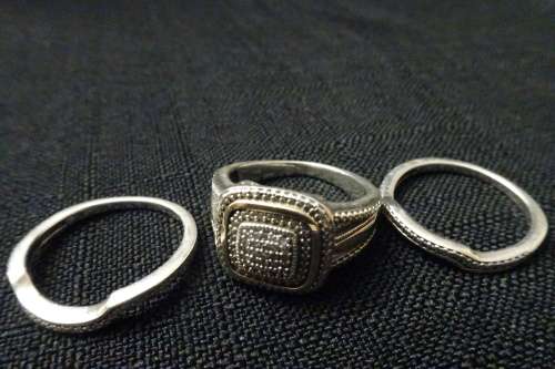 Stunning 925 Silver Three Piece Wedding Set - Dim 18mm  - Excellent Condition