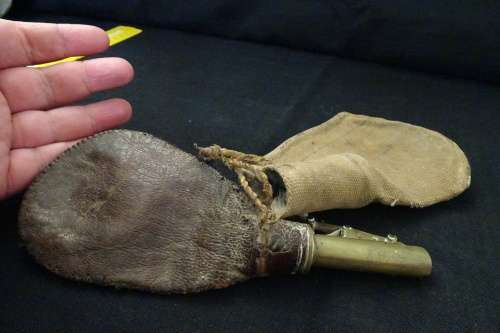 Boer War Period Gun Powder Holder(Brass and Leather)and Musket Bullet Holder