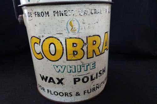 Big Vintage Cobra White Wax Polish Tin -   21cm